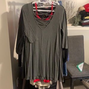 Heart & Hips Grey 3/4 sleeve crossback dress Small